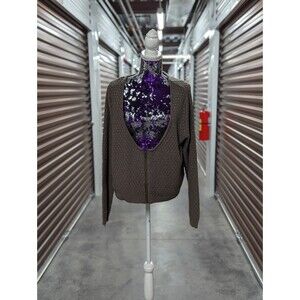 Yessica Size XL Beige Knit Scoop Neck With Zipper Sweater Cardigan